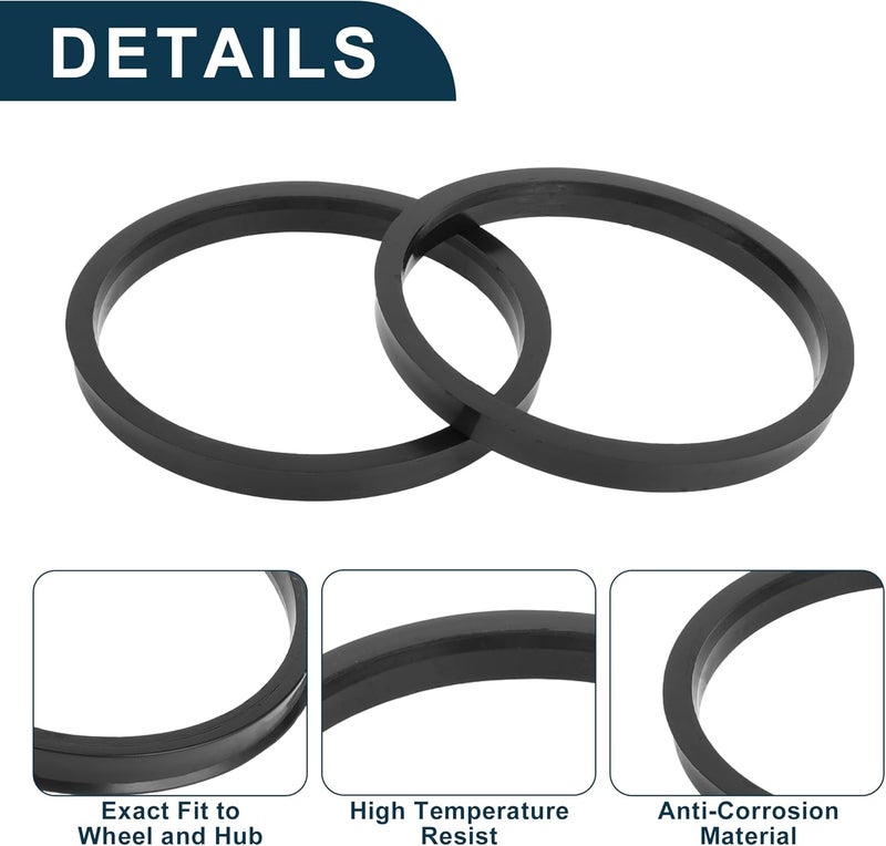 TUCKBOLD Car Wheel Hub Centric Rings Durable Wheels Center Shaft Shock Absorbing Hubrings Black 2 Pcs OD 106.1mm to ID 95.1 mm Polycarbonate - Image 5